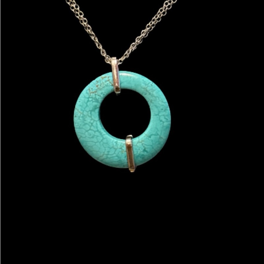 Vintage Signed Coolie Lee Turquoise Necklace 18” Chain - non/ binary